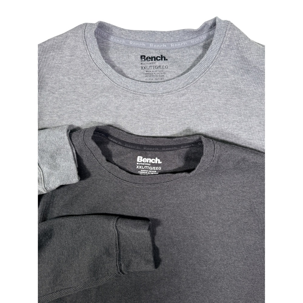 Bench Mens Waffle Knit Thermal Crew Neck Shirts 2 Pack Gray XXL CA45102 RN111817